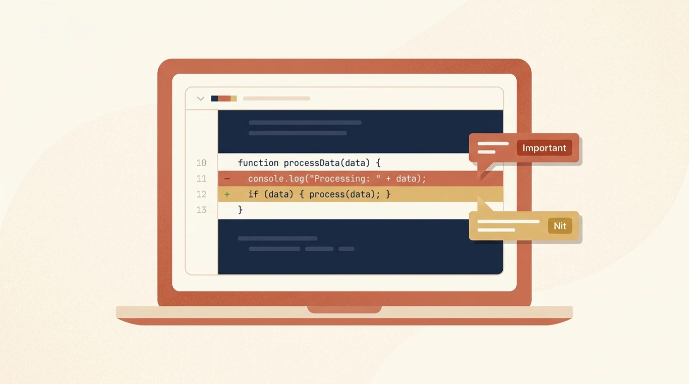 A pull request diff annotated with inline AI review comments